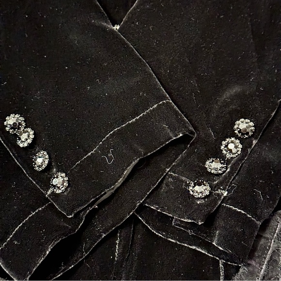 Ralph Lauren Vintage Womens Size M Black Crushed Velvet Rhinestone Button Jacket - Picture 9 of 13